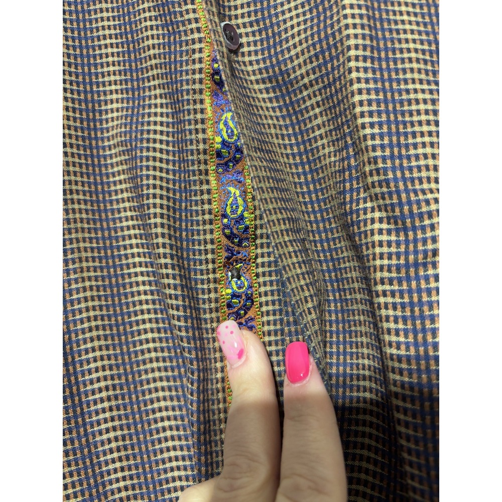 Robert Graham Shirt Mens Large Checkered Paisley Trim Button Up Casual - Picture 5 of 10